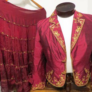 Women's silk skirt/jacket set size L  305